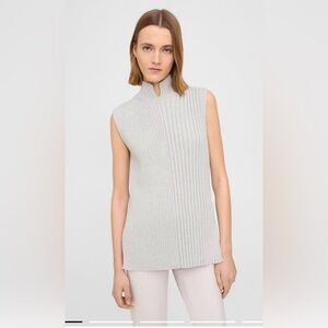 Theory Light Heather Grey Clean Cotton Cashmere Sweater Size Small New With Tags